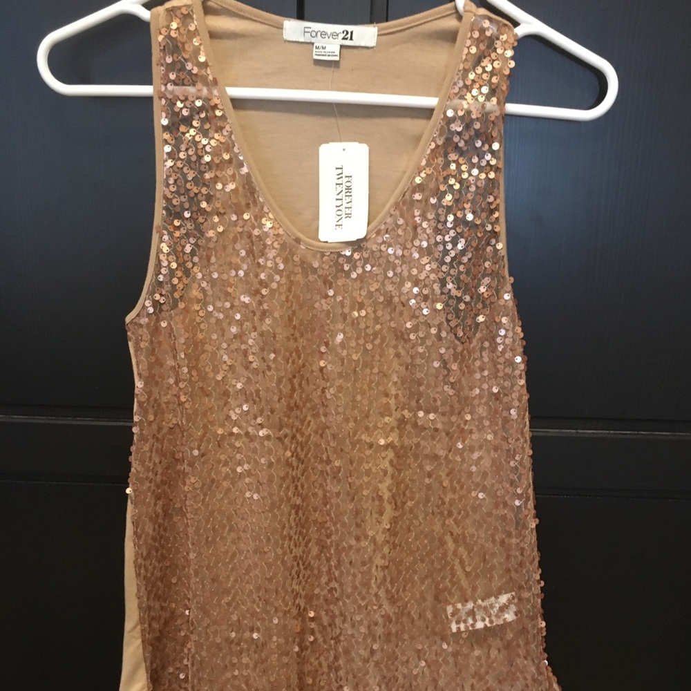 NWT! Gold Sequin Tank Top